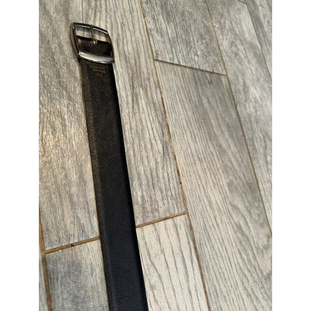 Reversible Belt Mens 42 Black Brown Cowhide Leather Silver Buckle Western 4154